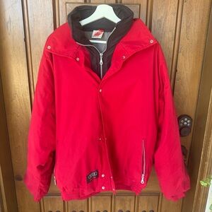 Vintage Audi Sports Car Jacket Snap Button Zip Up‎ Red Size Medium